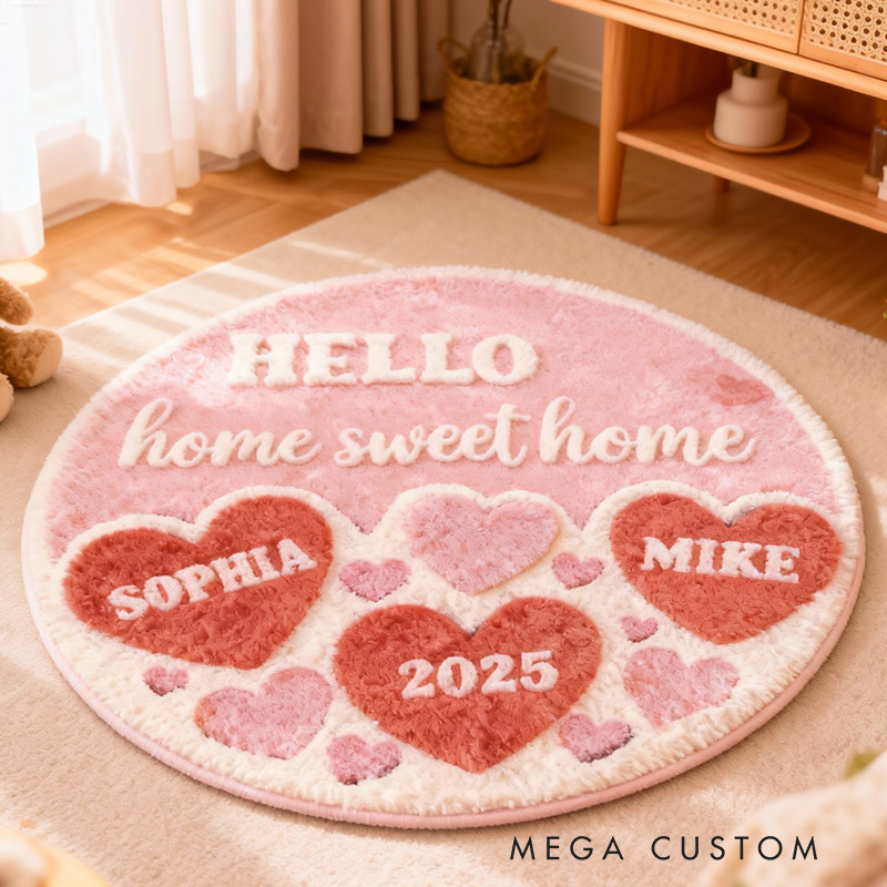 Personalized Home Sweet Home Doormat Custom Names Rug for Couples New Home Gifts Valentine's Day Gifts