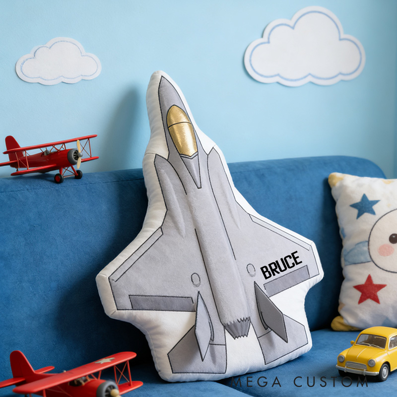 Personalized Custom Jet Plane Pillow for Kids Space Enthusiasts Gift Adventure Lovers Gift for Kids