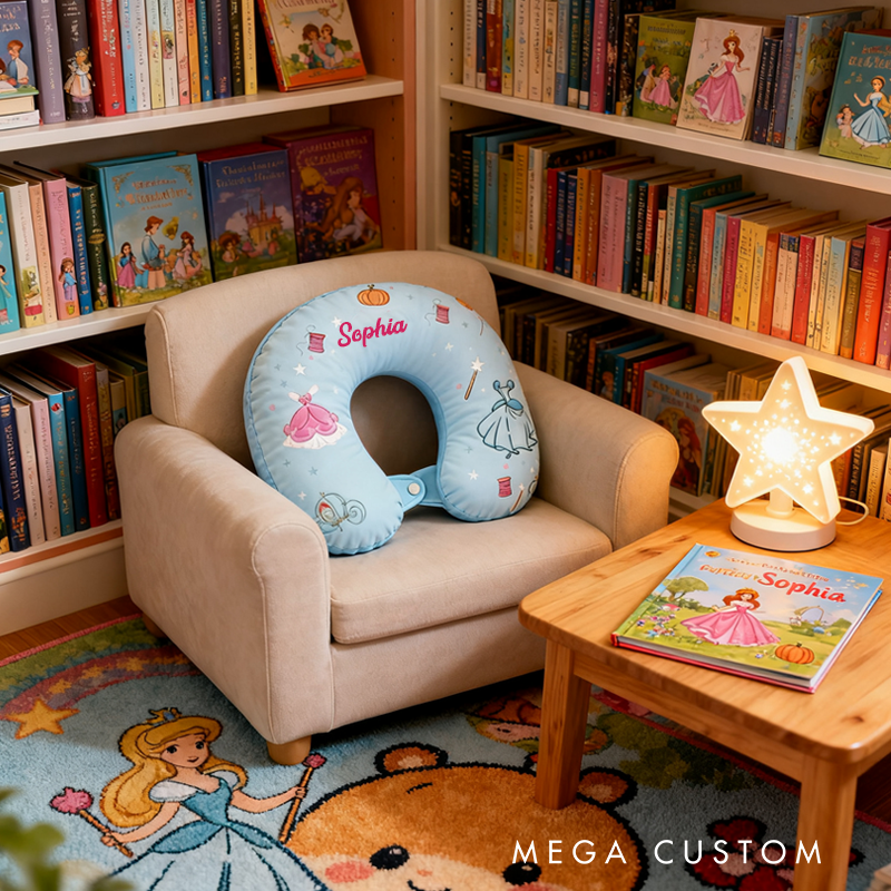 Personalized Graphic 3D Print Tale Blue Fairy Pillow with Custom Name for Magic Lovers Travel Neck Pillow Christmas Gift for Kids