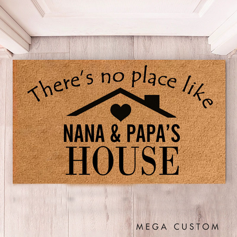 Personalized There’s No Place Like Nana and Papa’s House Welcome Mat Door Mat Home Doormat Grandparents Gift Grandma and Grandpa Memaw