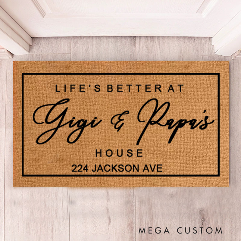 Personalized Life's Better At Custom House Doormat Custom Name Durable Coir Rug Decorative Accent For Entryways Housewarming Wedding Or Holiday Gifts