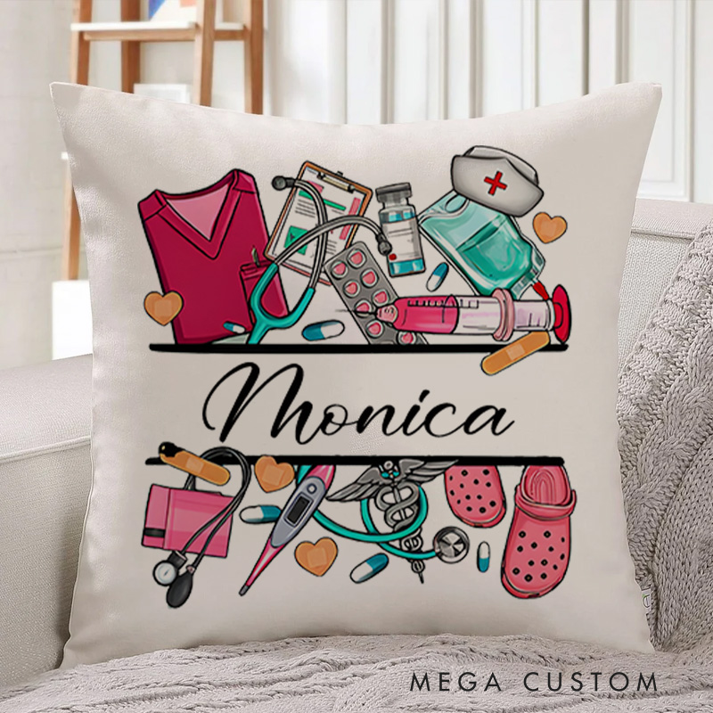 Personalized Throw Pillow for Nurse Essentials Tools of Care Nurse Appreciation Gifts