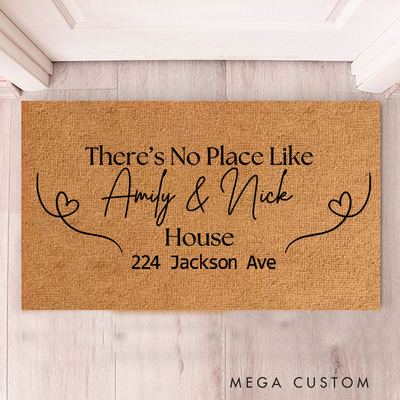 Personalized There's No Place Like Doormat Custom House Doormat Durable Coir Rug Decorative Accent For Entryways Housewarming Wedding Or Couple Gifts