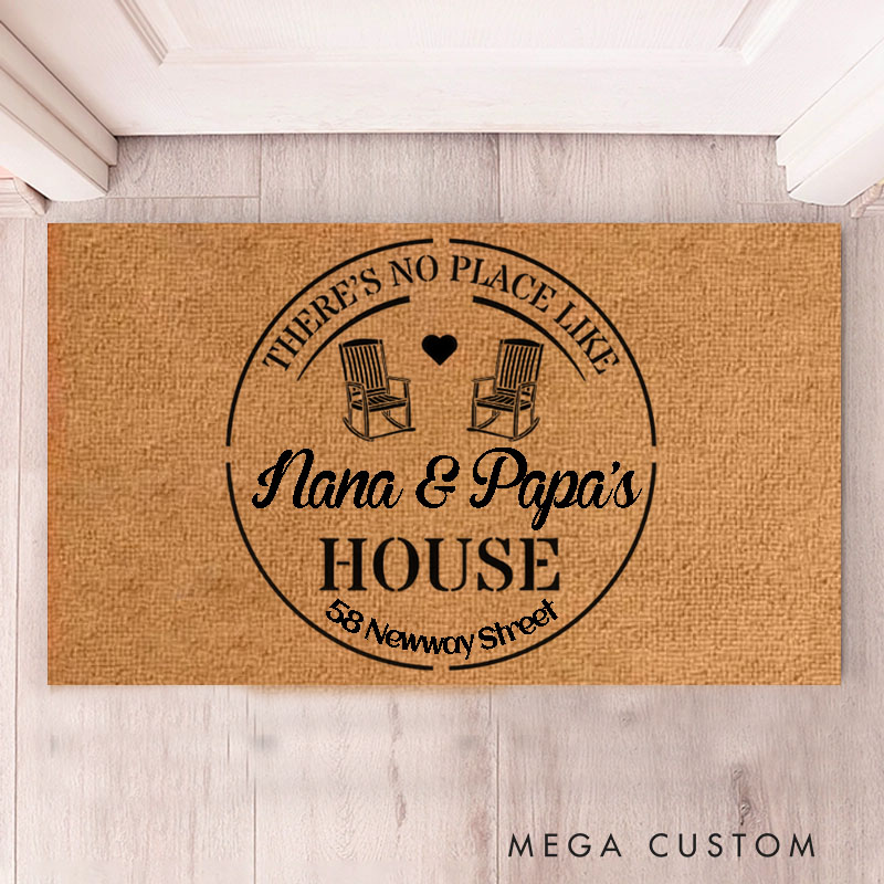 Personalized There's No Place Like Doormat Custom Nana & Papa’s House Doormat Grandparents Day Gift Welcome Door Mat Home Doormat Grandma Gift