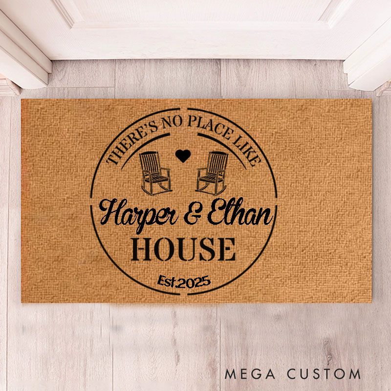 Personalized There's No Place Like Doormat Custom Couple House Doormat Decorative Accent For Entryways Or Housewarming Valentine's Day gifts