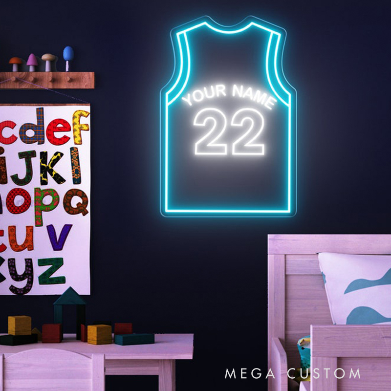 Personalized LED Basketball Neon Light Featuring Your Name and Jersey for Players and Fans