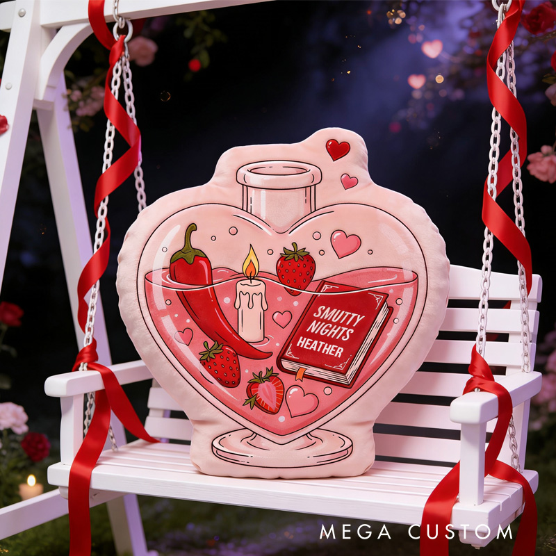 Personalized Book Lover Throw Pillow Graphic 3D Smutty Night Pillow with Name for Girlfriend Wife Bookish Bookworm Valentines Gift