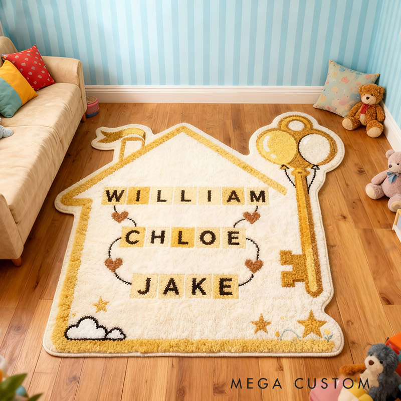 Personalized Sweet Home Doormat Custom House-Shaped Rug with Name New Home Gift Housewarming Gift