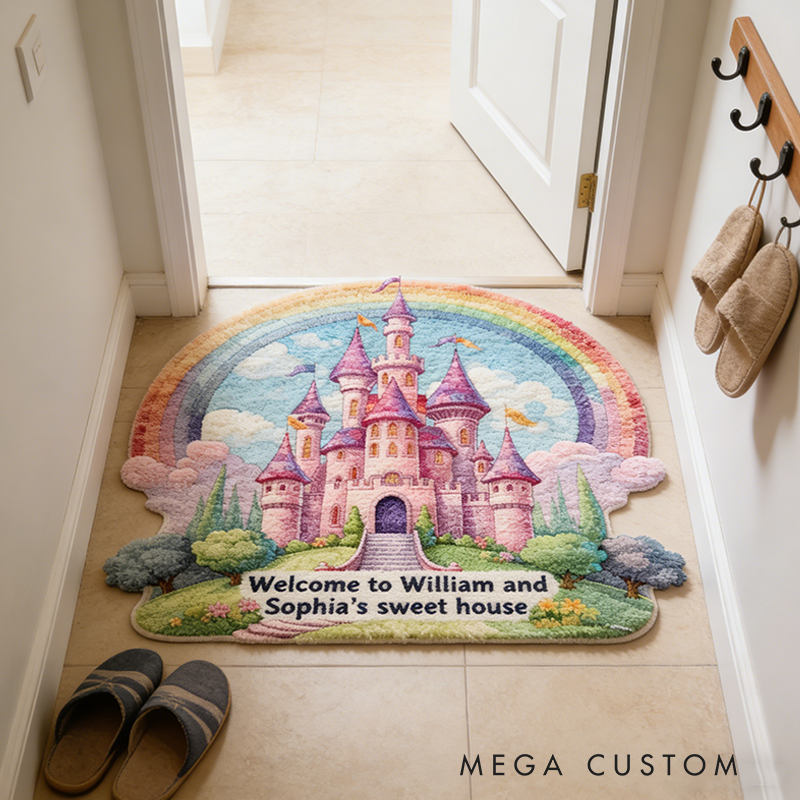 Personalized Fairy Tale Castle Area Custom Name Welcome Mat New Home Gift Housewarming Wedding Gift for Couples