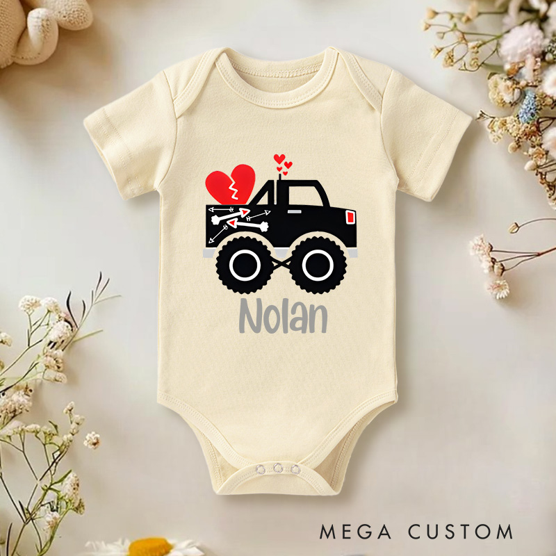 Personalized Valentine's with Hearts and Arrows Baby Onesie Funny Baby Gift