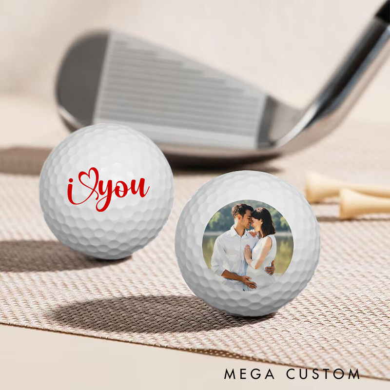 Personalized "I Love You" Golf Balls with Custom Photo Design