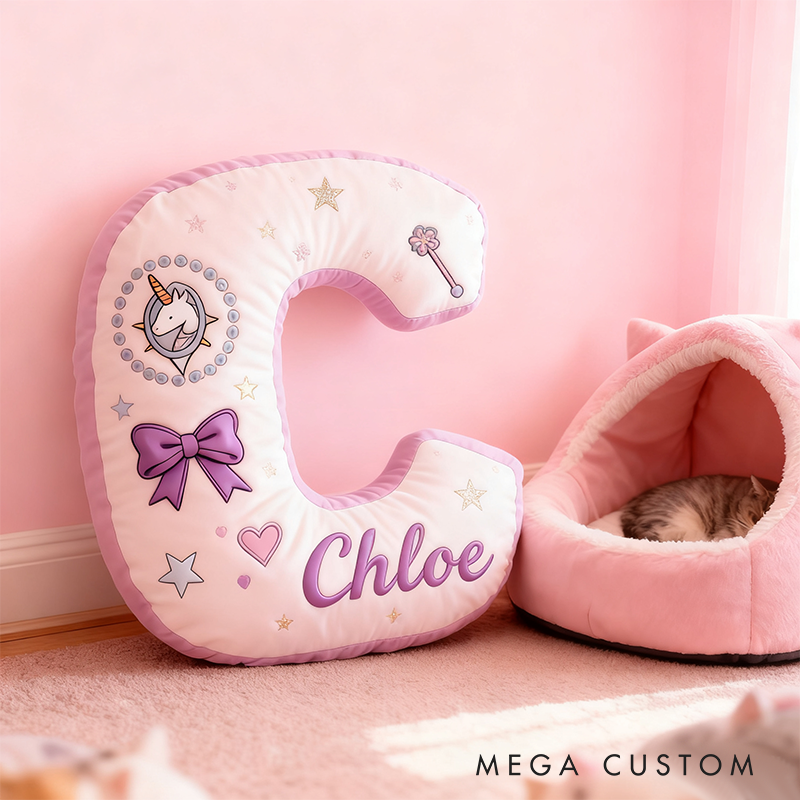 Personalized Cute Letter Pillow Custom Name Pillow Soft Decorative Graphic 3D Print Pillow for Her