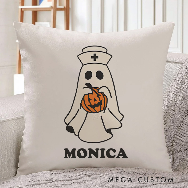 Personalized Throw Pillow for Nurse Spooky Nurse Halloween Care Design Nurse Appreciation Gifts