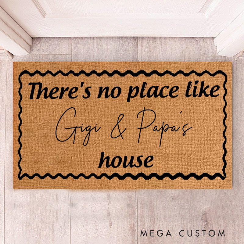 Personalized Welcome Doormat There's No Place Like House Custom Home Mat with Name for Grandparent Gifts Housewarming Gift