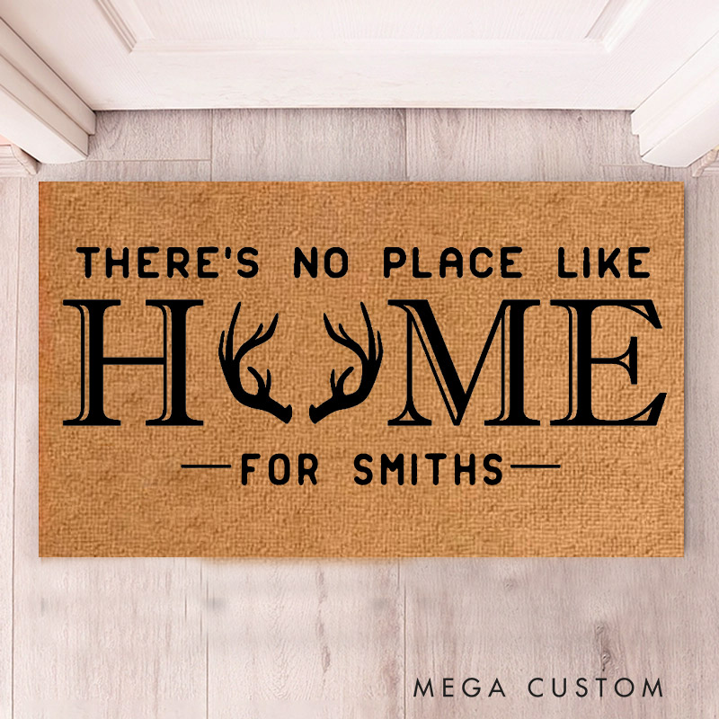 Personalized Welcome Doormat There Is No Place Like Home Custom Home Mat with Name for Couple Family Gift Housewarming Gift