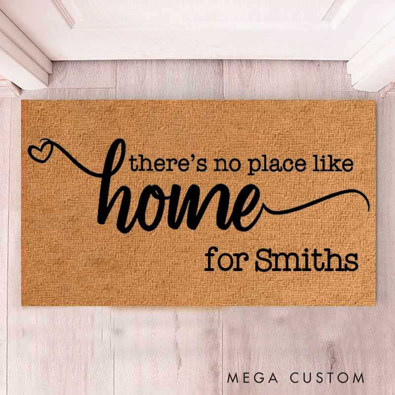 Personalized Welcome Doormat There Is No Place Like Home Custom Home Mat with Name for Couple Family Gift Housewarming Gift