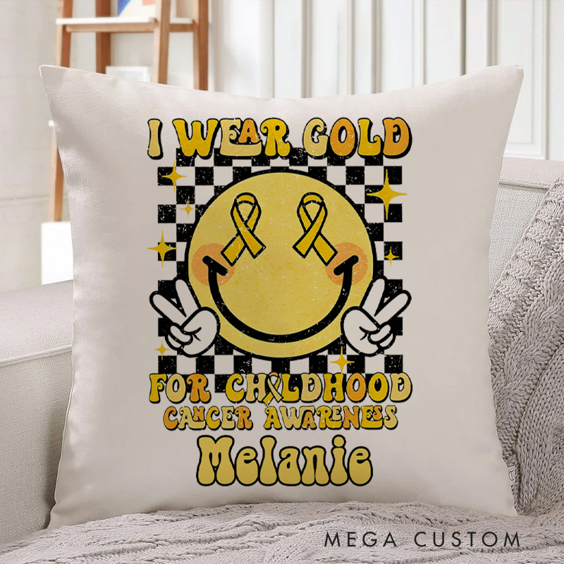 Personalized Throw Pillow for Nurse  I Wear Gold for Childhood Cancer Awareness Design Nurse Appreciation Gifts