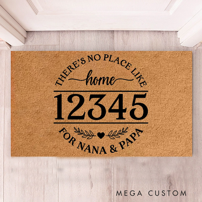 Personalized Welcome Doormat There Is No Place Like Home Custom Home Mat with Name for Grandparent Housewarming Gift