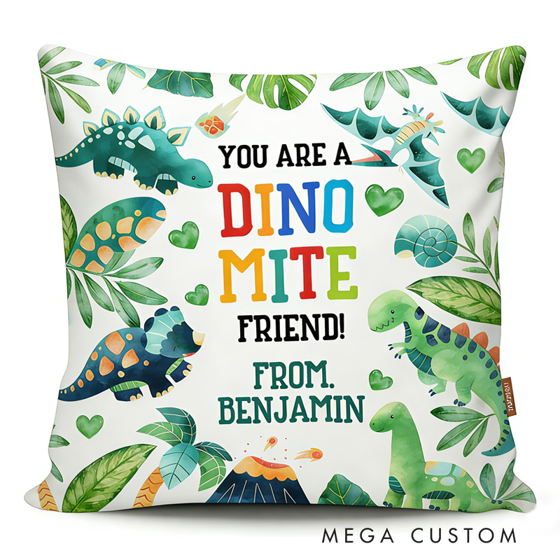 Personalized Colorful Dinosaur Pillow For Kids With Cute Theme Graphic 3D Print Pillow