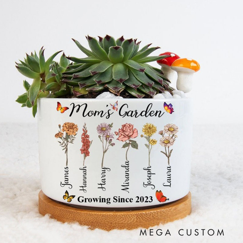 Personalized Birth Flower Succulent Planter Mother's Day Gift Gift for Grandma Custom Name Flower Plant Pot Garden Lover Gift 