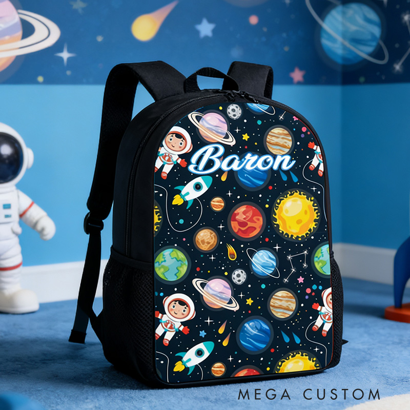 Personalized Outer Space Adventure Backpack for Kids Space Exploration Enthusiasts Backpack Custom Name Gift for Kid