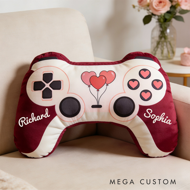 Personalized Love Game Couple Controller Shaped Pillow for Game Lovers Valentines Day Gift Plush Pillow Christmas Gift for Couples
