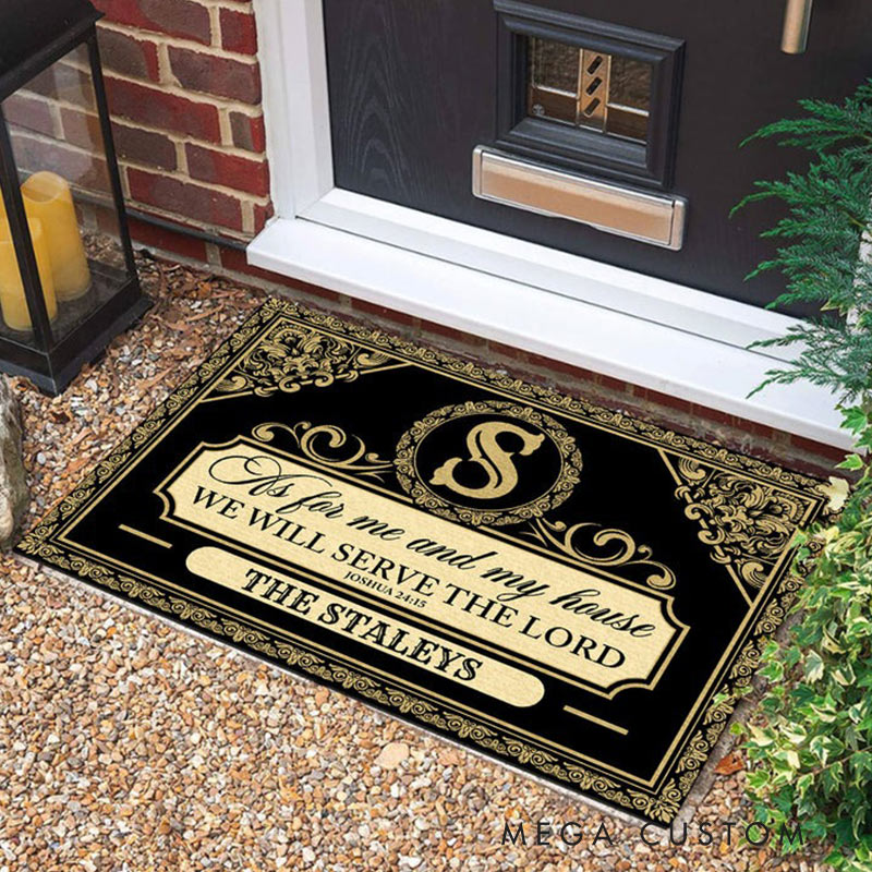 Personalized Welcome Doormat As For Me And My House We Will Serve The Lord Custom Home Mat with Name for Family Housewarming Gift