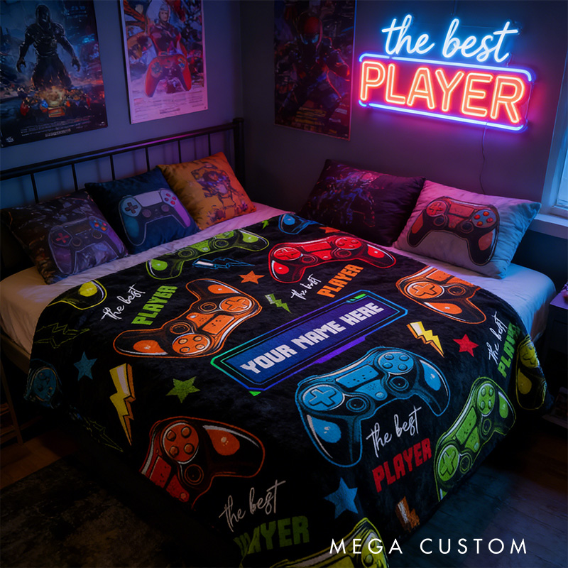 Personalized Gaming Blanket for Boys Soft Throw Blanket for Gamers Blanket for Kids or Adults Blanket Christmas Gift for Game Geek Lover