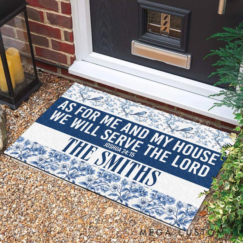 Personalized Welcome Doormat As For Me And My House We Will Serve The Lord Custom Home Mat with Name for Religious Family Housewarming Gift