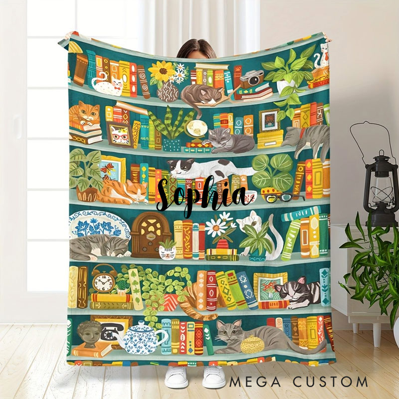 Personalized Botanical Book Nook Blanket Custom Blanket for Book Lovers  Bookworm Librarian Gift