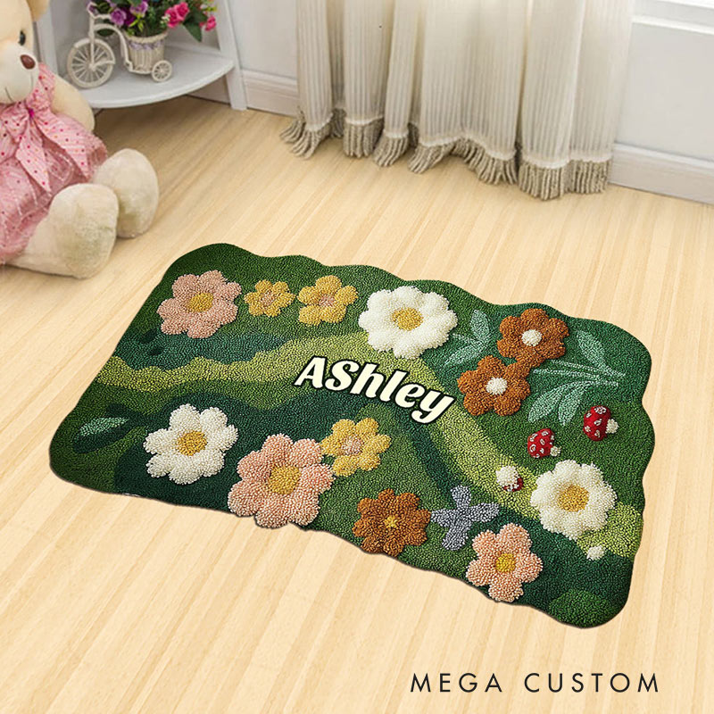Personalized Name Doormat Custom Gardening Shaped Rug Garden Lover Gift Kids Gift Mother's Day Gift 