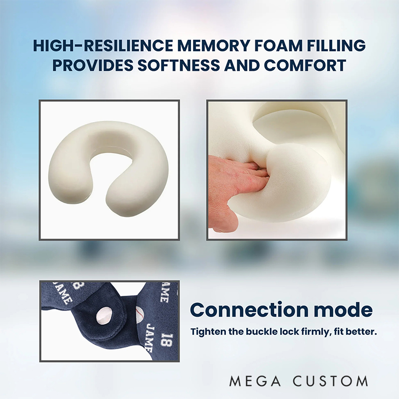 Personalized Baseball U-Shaped Pillow with Name and Jersey Number for Sports Lovers and Travelers