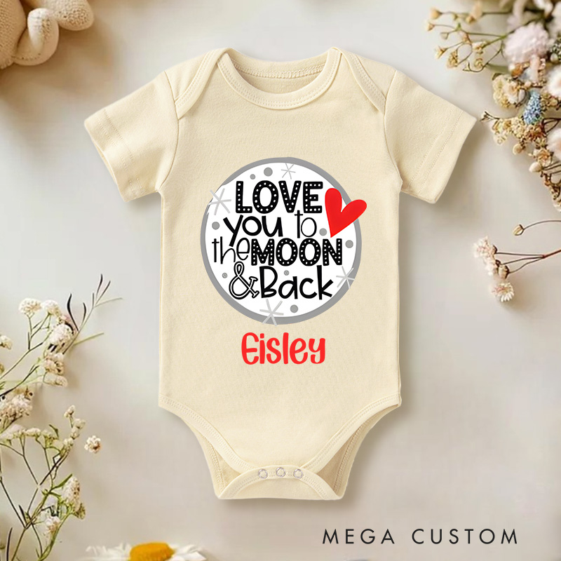 Personalized Love You to the Moon and Back Baby Onesie Valentine's Day Baby Gift
