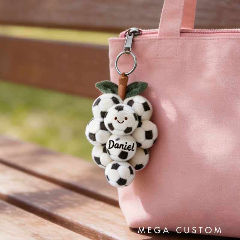 Personalized Soccer Ball Keychain with Custom Name for Dedicated Soccer Fans