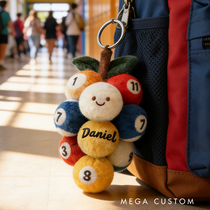 Personalized Billiard Ball Keychain with Custom Name for Pool and Snooker Enthusiasts and Fans