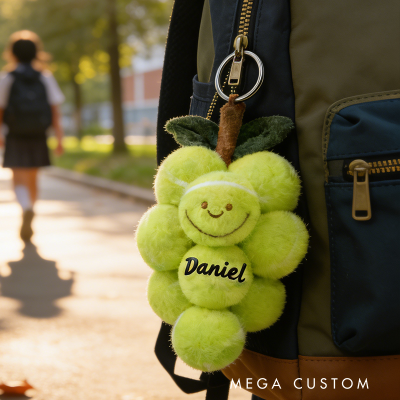 Personalized Tennis Ball Keychain with Custom Name for Sports Enthusiasts