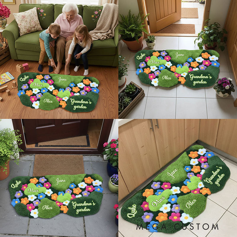 Personalized Grandma's Garden Rug Custom Shaped Rug with Name Garden Lover Gift Kids Gift Mother's Day Gift 