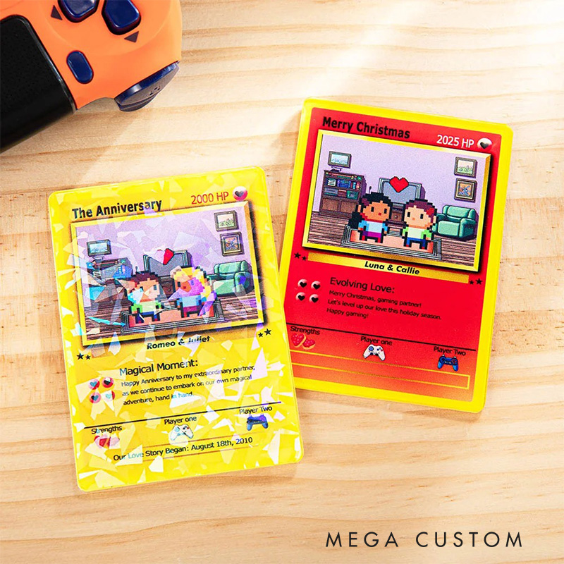 Personalized Cute Pixel Character Classic Game Card with Photo Card Game Collection for Game Lovers Birthday Gift for Kids Couple Family