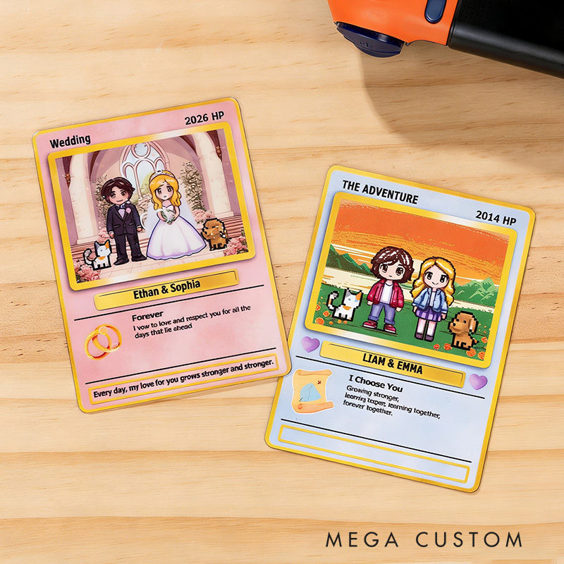 Personalized Cute Pixel Couple Character Classic Game Card with Photo Card Game Collection for Game Lovers Birthday Gift for Couple