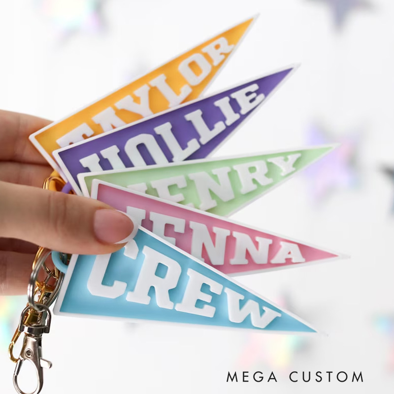 Personalized Bright Custom Flag Name Tag Keychain Great For Backpacks Keychain