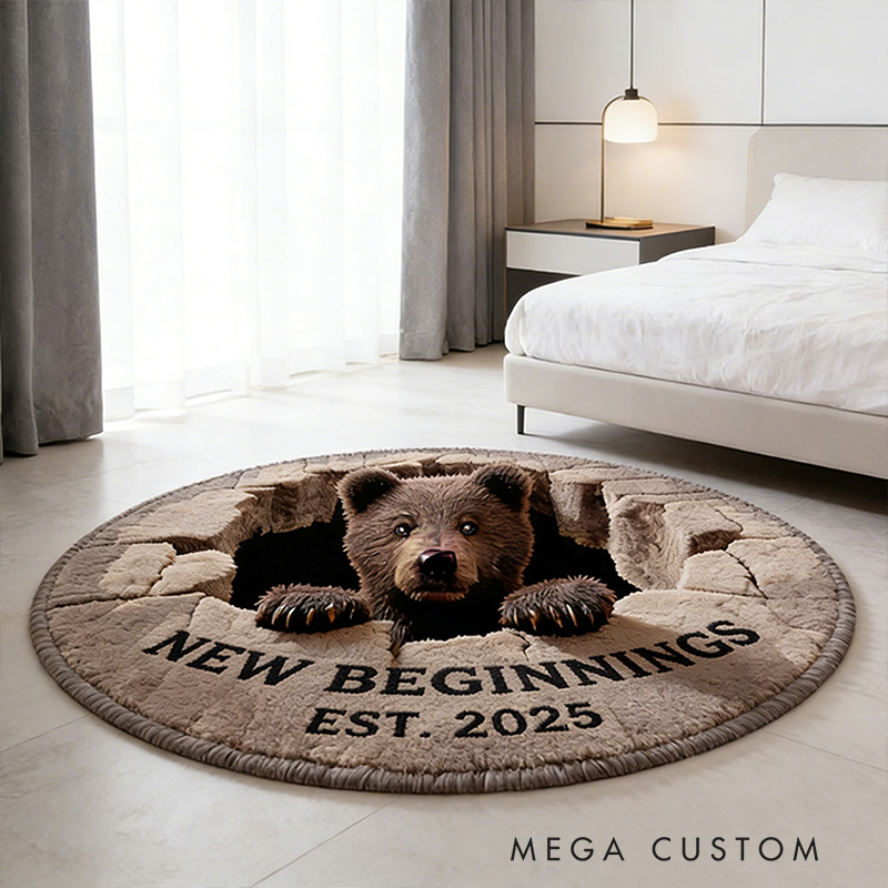 Personalized New Home Rug Custom New Beginnings Rug with Date for Family Housewarming Gift