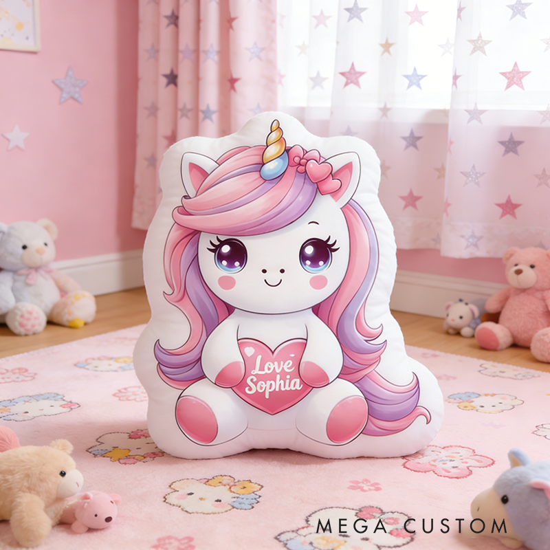 Personalized Valentine's Day Gift Pillow Pastel Colors Custom Name and Whimsical Fantasy Style Graphic 3D Print Pillow for her