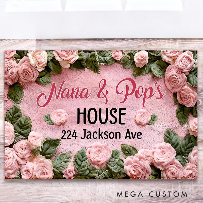 Personalized Welcome Doormat Custom Home Mat with Name for Grandparent Housewarming Gift Valentine's Day Gifts