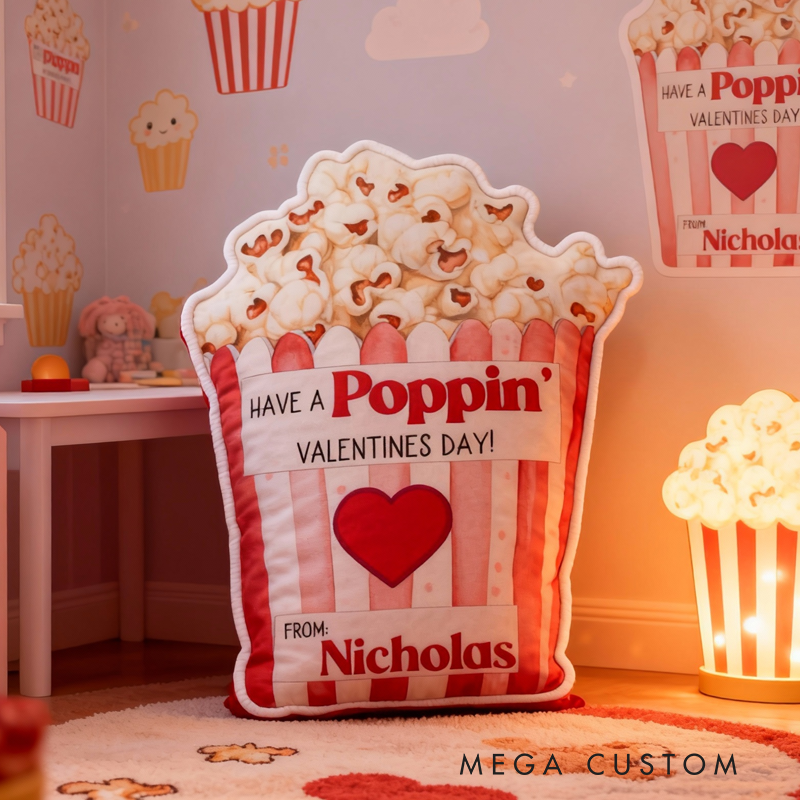 Personalized Valentine's Day Popcorn with Name Graphic 3D Print Pillow Valentine's Day Gifts Funny Gifts