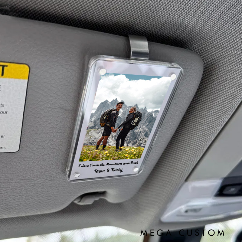 Personalized Couple Photo Car Visor Clip Custom Sun Visor Decoration for Car Outdoor Couple Souvenir Gifts Unique Car Accessories