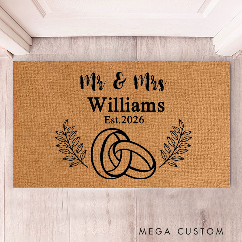 Personalized Wedding Doormat with Custom Mr. & Mrs Durable Coir Welcome Mat Perfect for Entryway or Gift Idea Housewarming Gifts for Couple