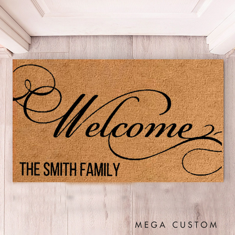 Personalized Welcome Doormat Custom Home Mat with Name for Family and Couple Housewarming Gift