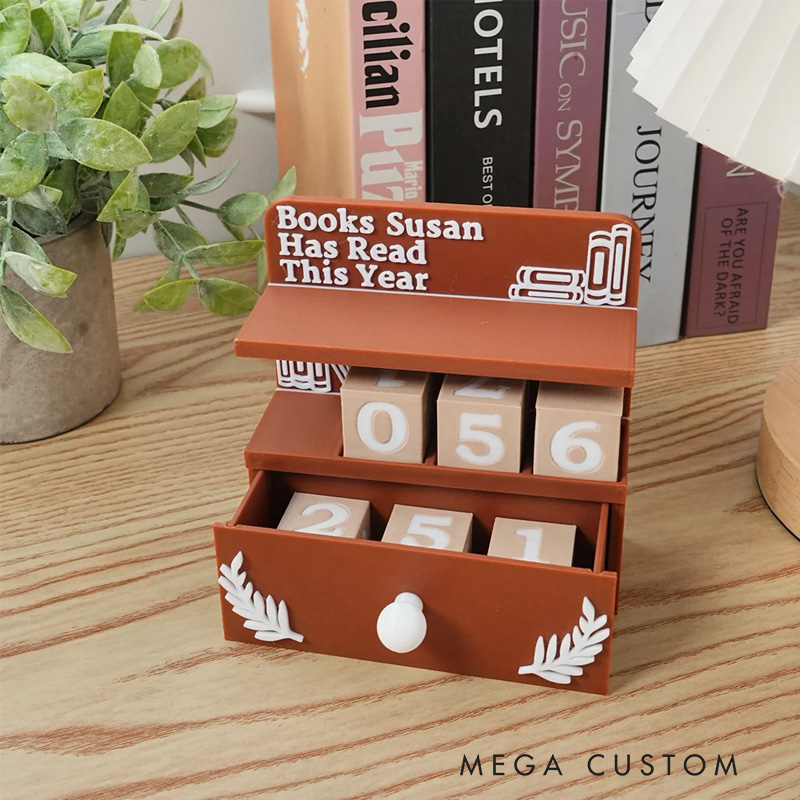 Personalized Miniature Drawer Bookcase Reading Tracking Decoration with Name Bookshelf Decor Birthday Reading Gift for Book Lover Bookworms