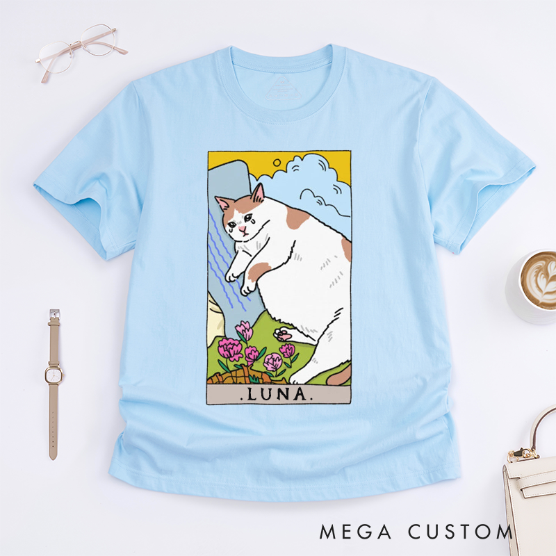 Personalized Tarot Lovers Classic T-Shirts Original Sad Cat Meme The Fool Tarot Shirt