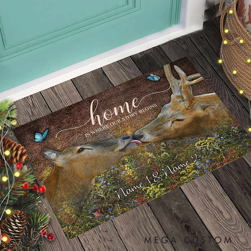Personalized Couple Hunting Doormat Custom Home Is Where Our Story Begins Mat Housewarming Gift